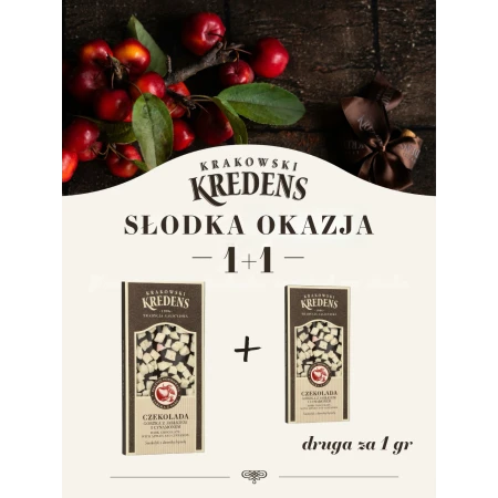 1 + 1 GRATIS Czekolady gorzkie z jabłkiem i cynamonem 85g