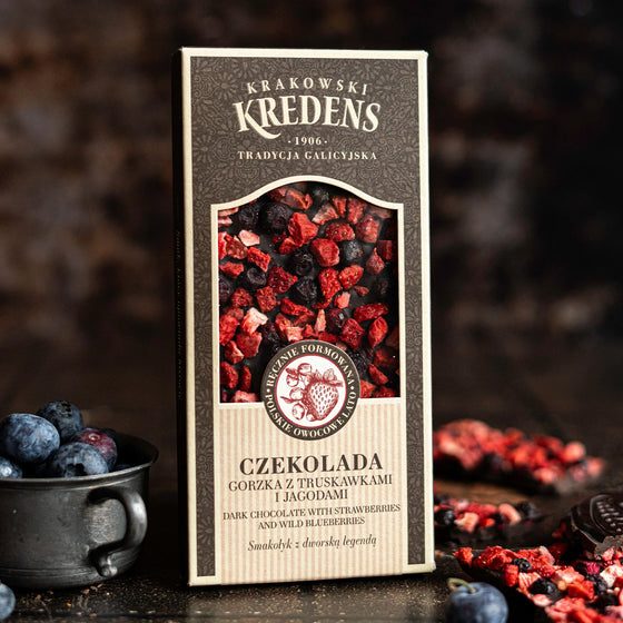 Czekolada gorzka z truskawkami i jagodami 85g