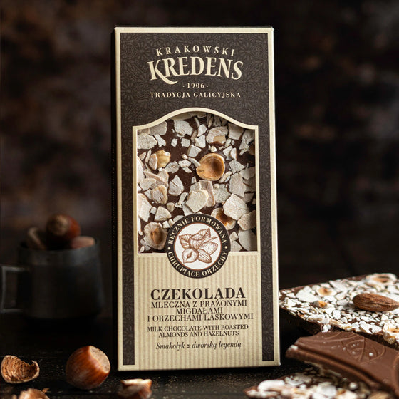 Czekolada mleczna z prażonymi migdałami i orzechami laskowymi 85g