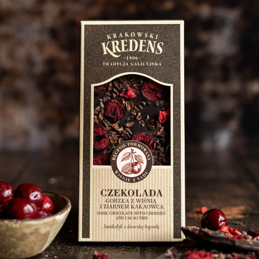 Czekolada gorzka z wiśnią i ziarnem kakaowca 85g