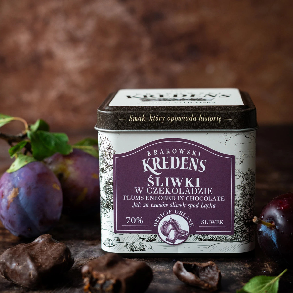 Śliwka w czekoladzie deserowej 150g - Puszka