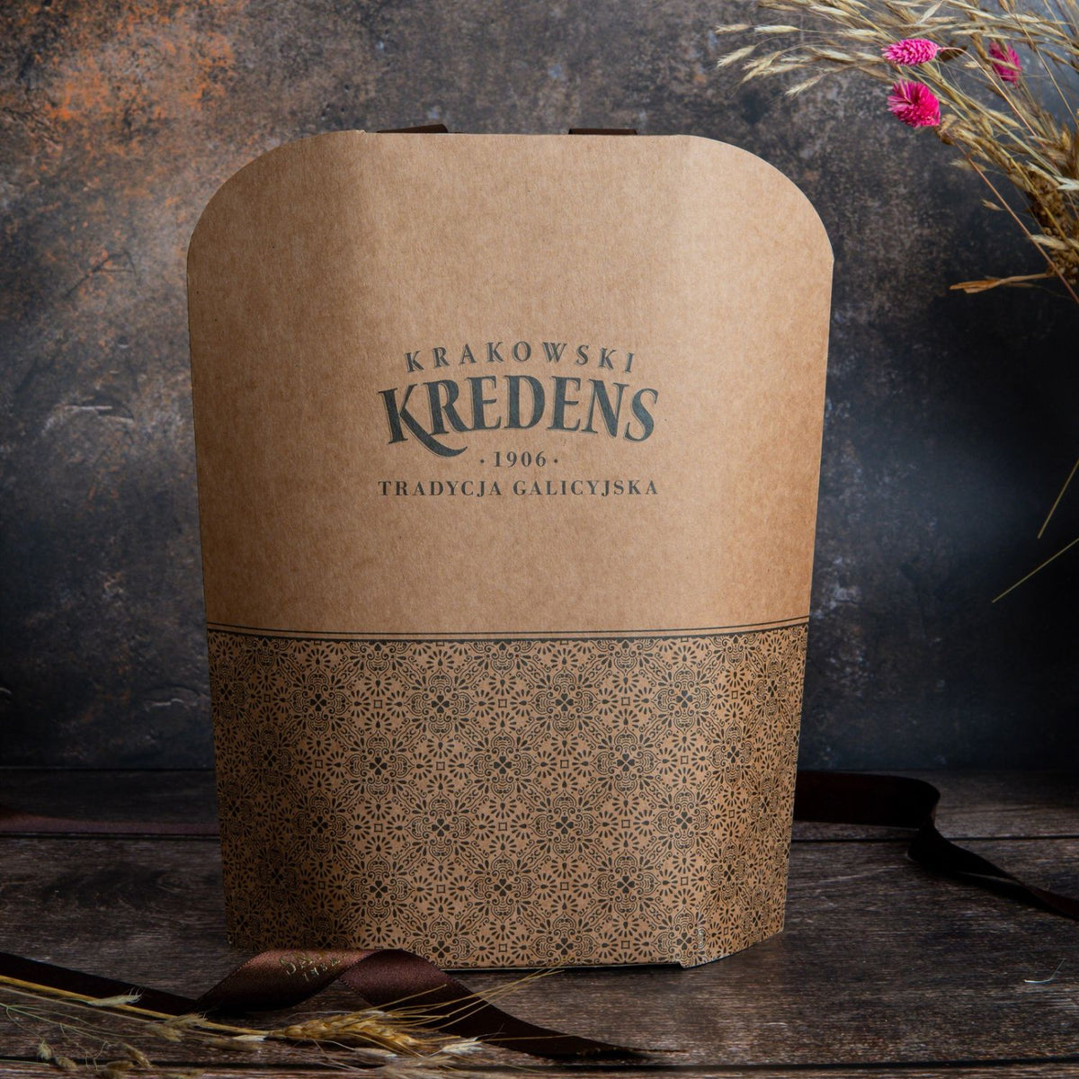Torebka prezentowa kraftowa Krakowski Kredens (25,5 × 10 × 30 cm)